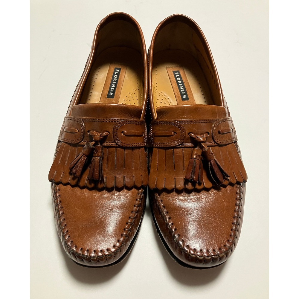 Florsheim Pisa Mens Kiltie Tassel Loafers Brown 7.5 D Leather Dress Shoes 18121